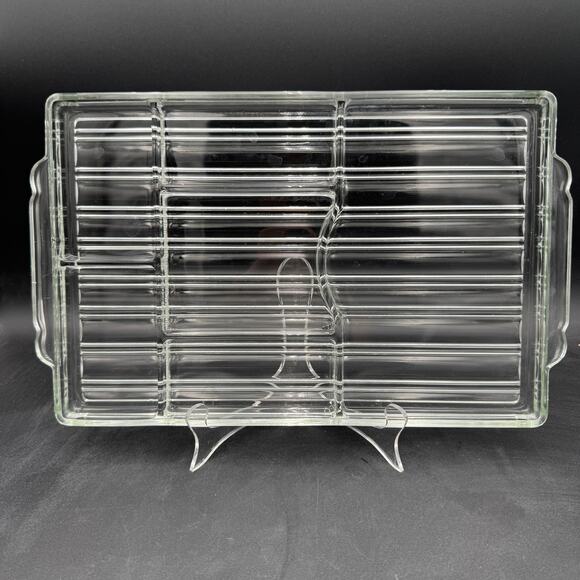 Vintage Sunbeam Glass Divided Hostess Tray Charcutterie Hors De Vours 16" - Picture 1 of 5